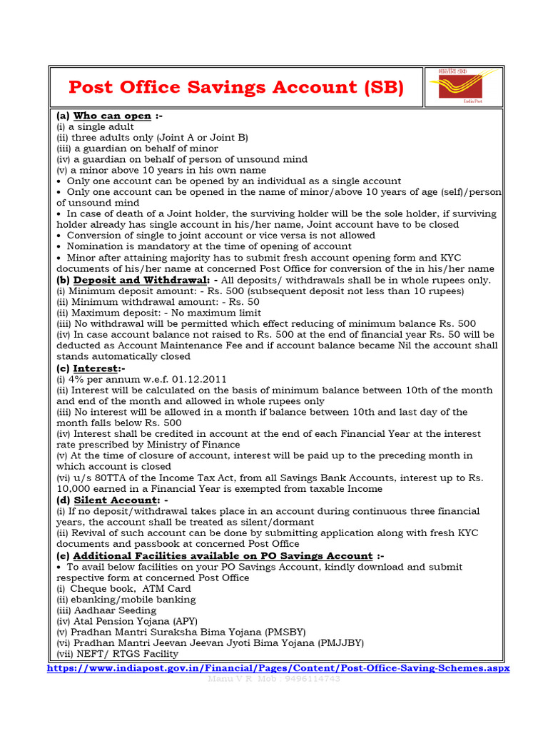 POSB All Schemes - Short Notes @sapost | PDF | Financial Services | Banking