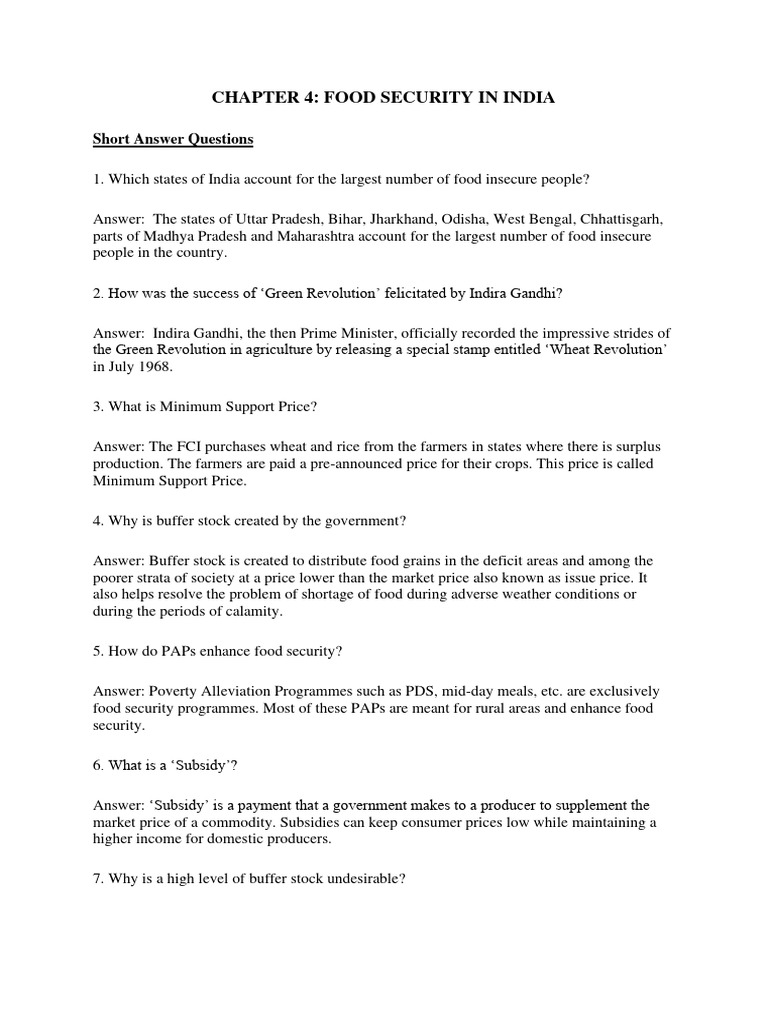 Food security in india worksheet pdf famine food security