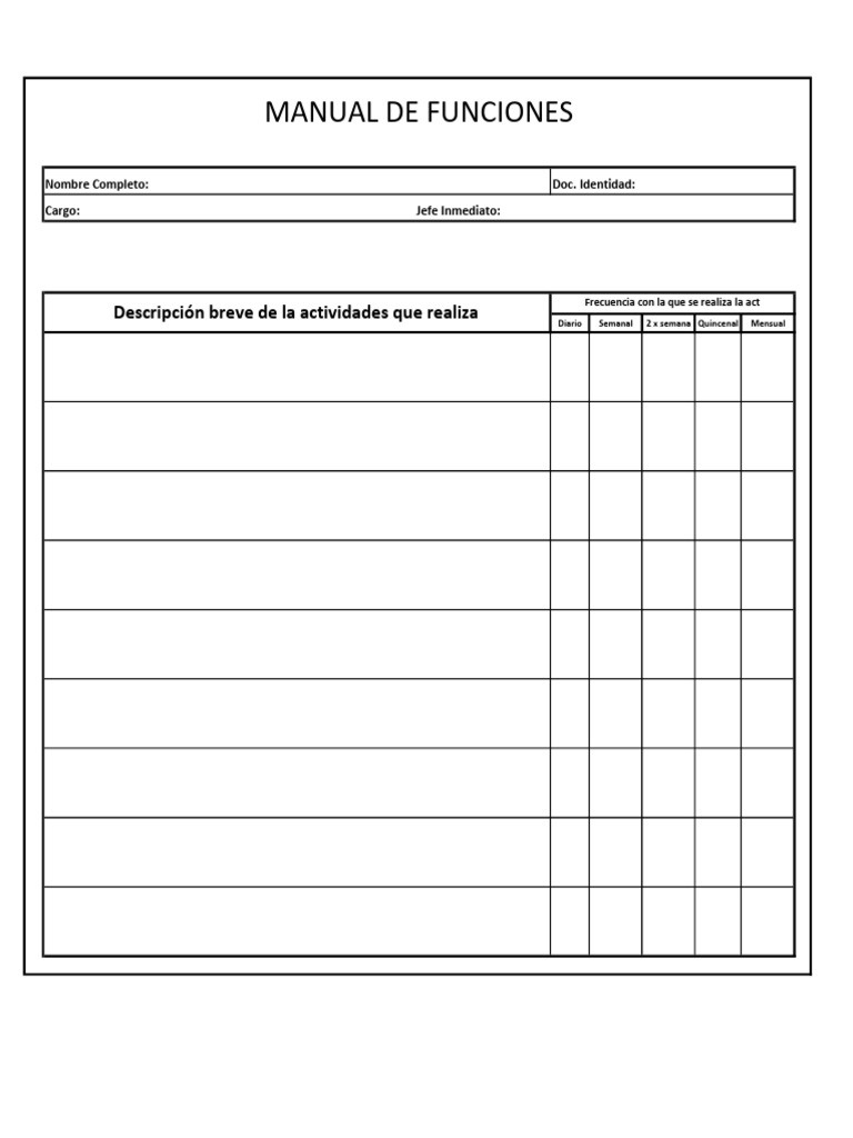 Modelo para Manual de Funciones | PDF