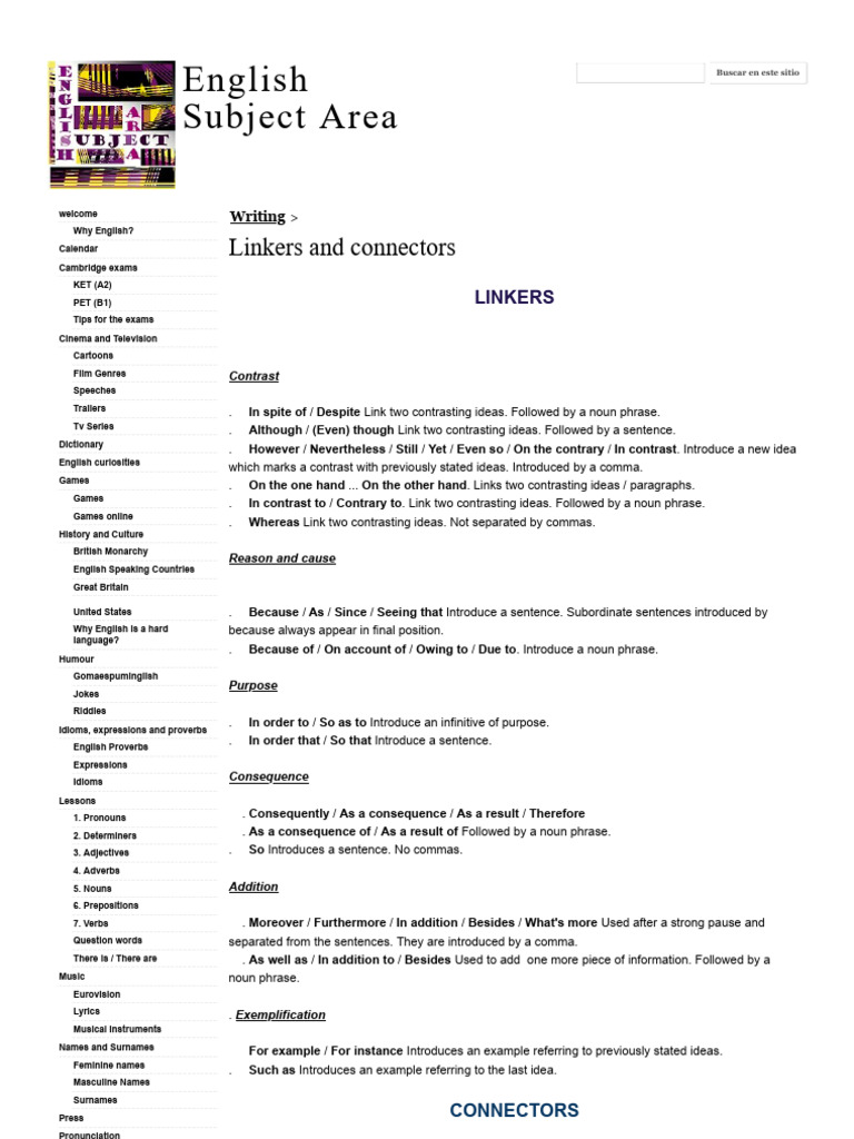 Linkers and Connectors | PDF | Verb | Linguistic Typology