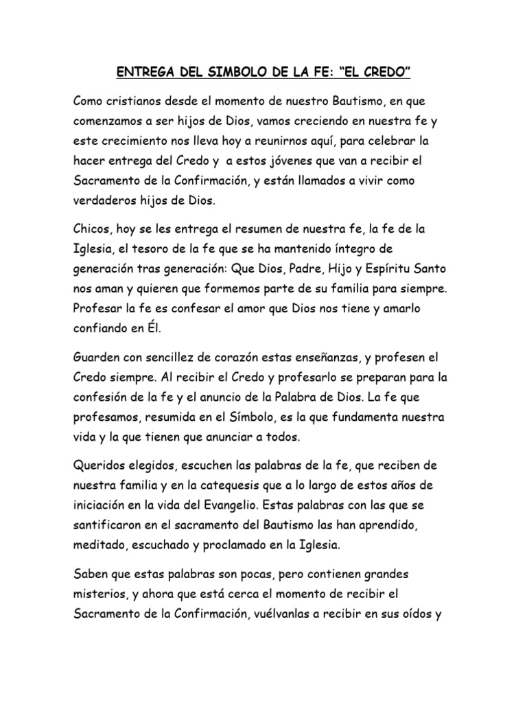Entrega Del Simbolo de La Fe | PDF | Sacramentos | Fe