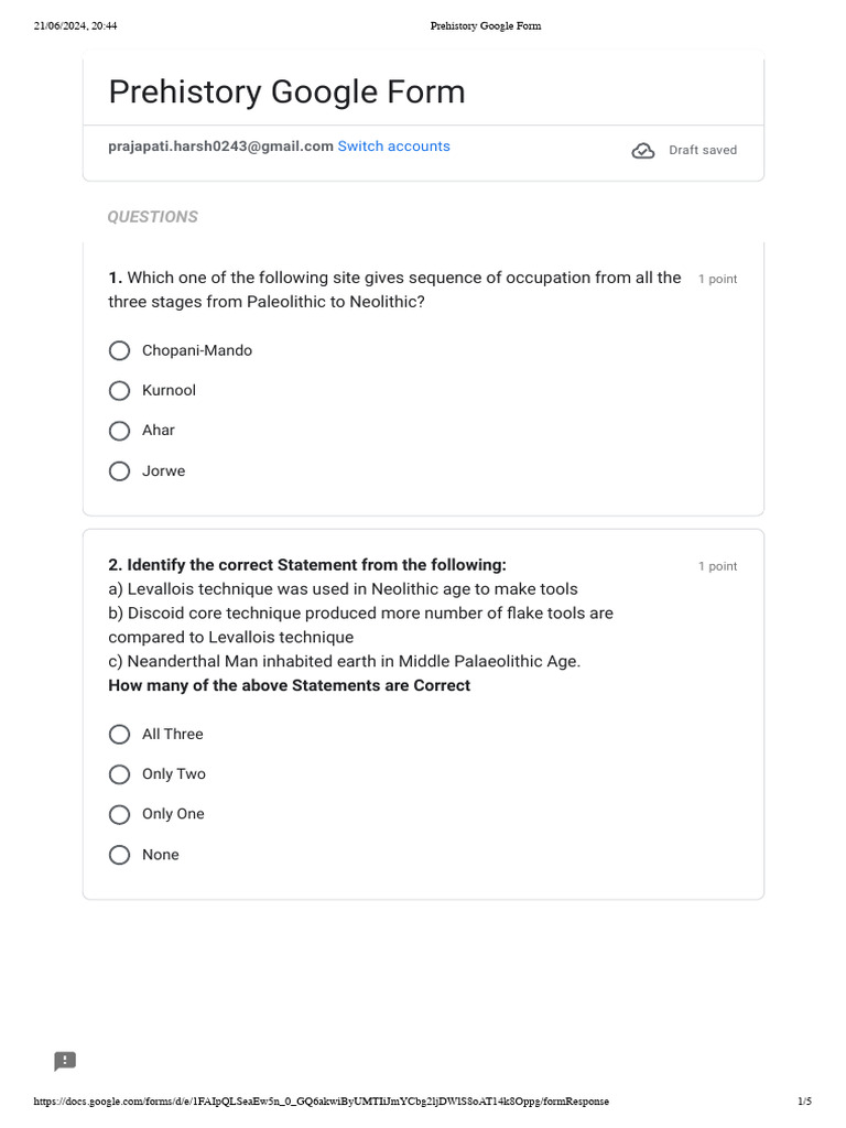 Prehistory Google Form | PDF | Paleolithic | Archaeology