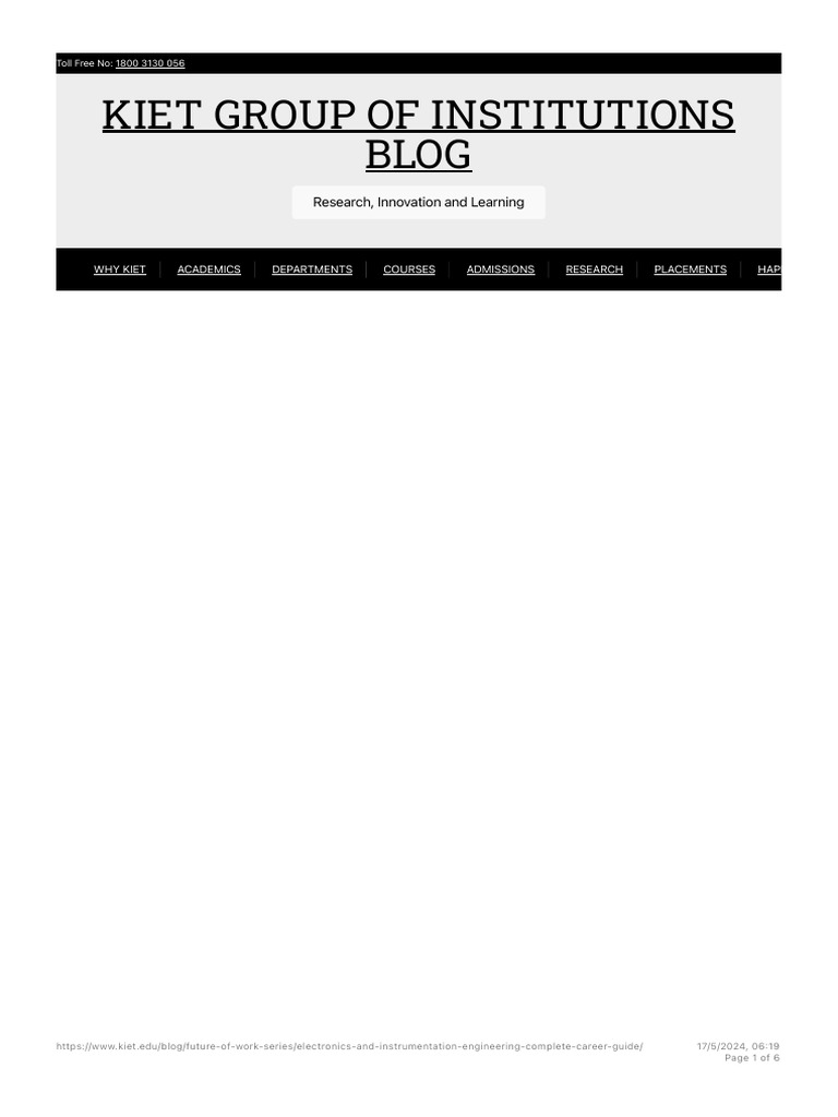 Electronics Instrumentation Career Guide Pdf Engineering