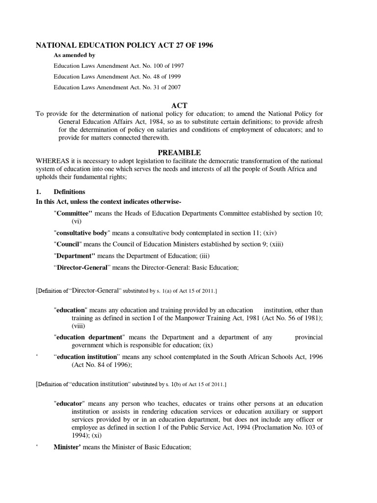 10 National Education Policy Act | PDF | Committee | Parliament Of Pakistan