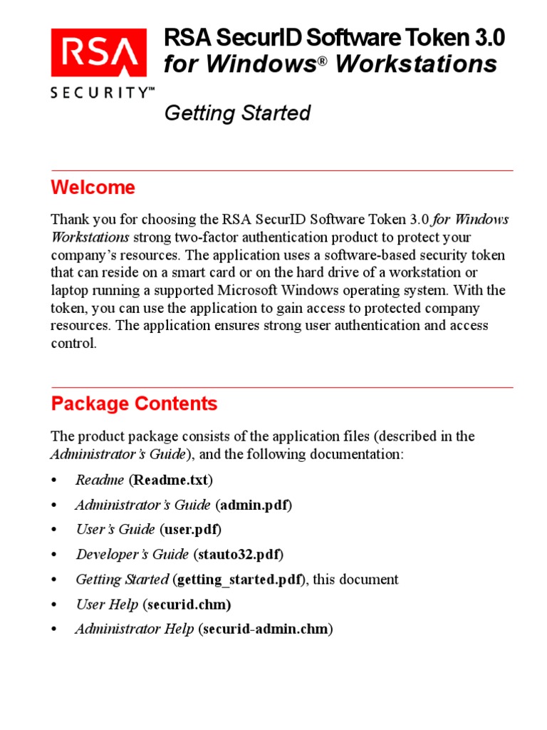 Rsa Securid Software Token 3.0 Workstations: For Windows | PDF