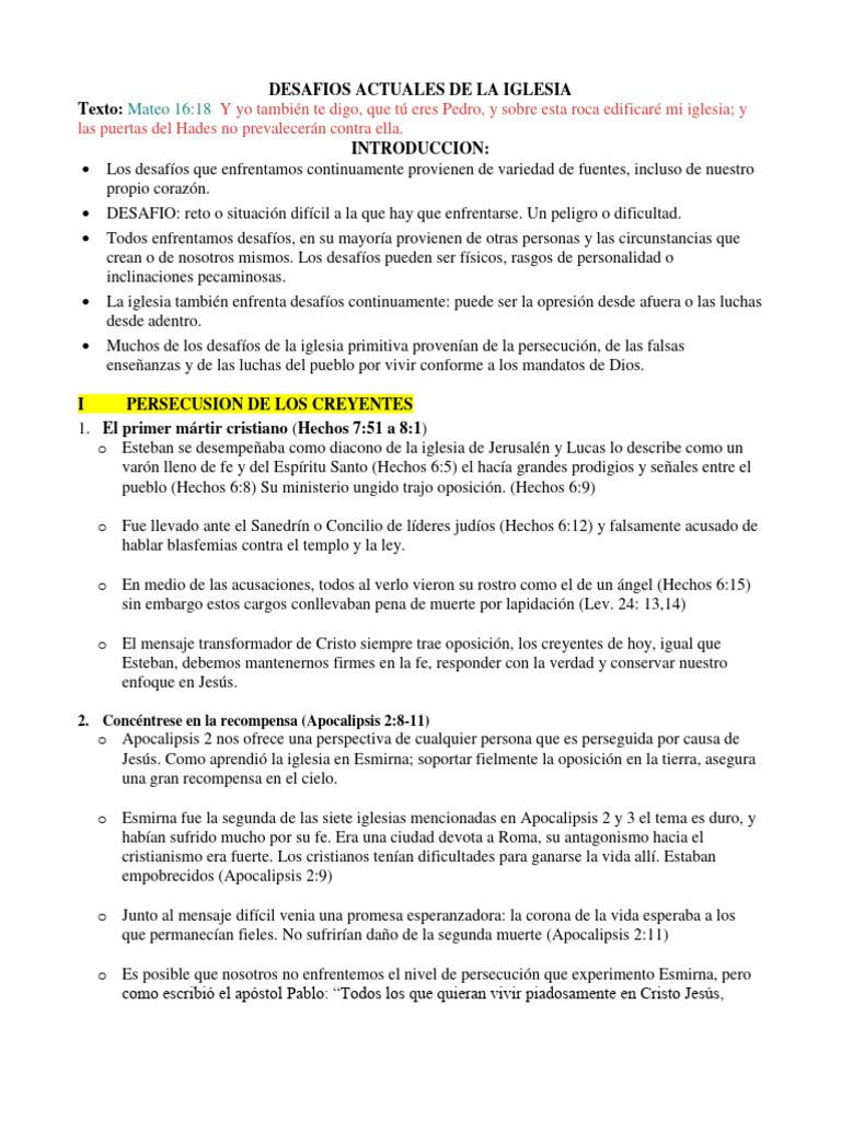 Desafíos de la Iglesia Actual | PDF | Libro de revelación | Iglesia ...