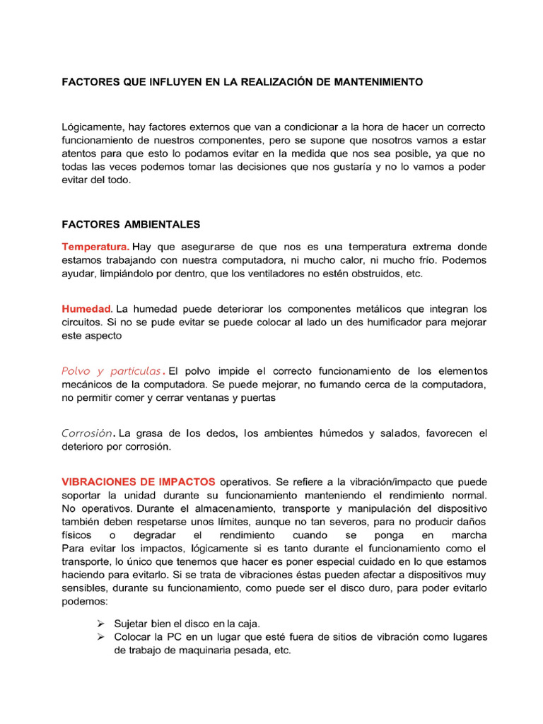 Factores Que Influyen en La Realización de Mantenimiento | PDF
