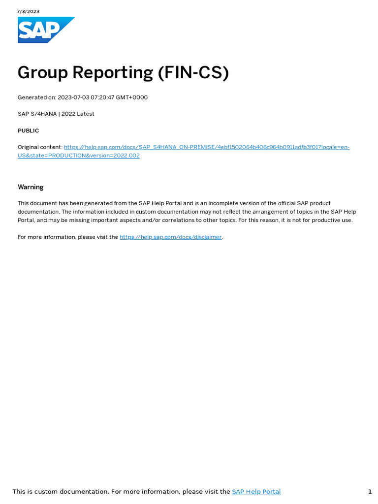 Group Reporting (FIN-CS) : Warning | PDF | Computing | Computer Science