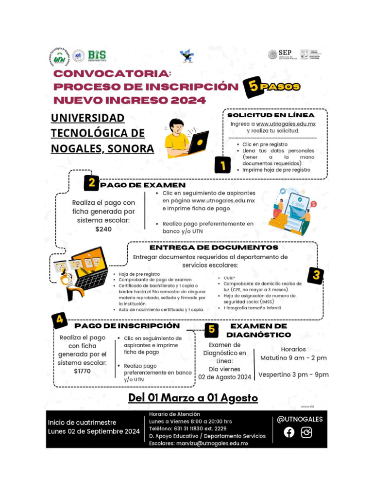 Convocatoria Nuevo Ingreso 2024 Pdf