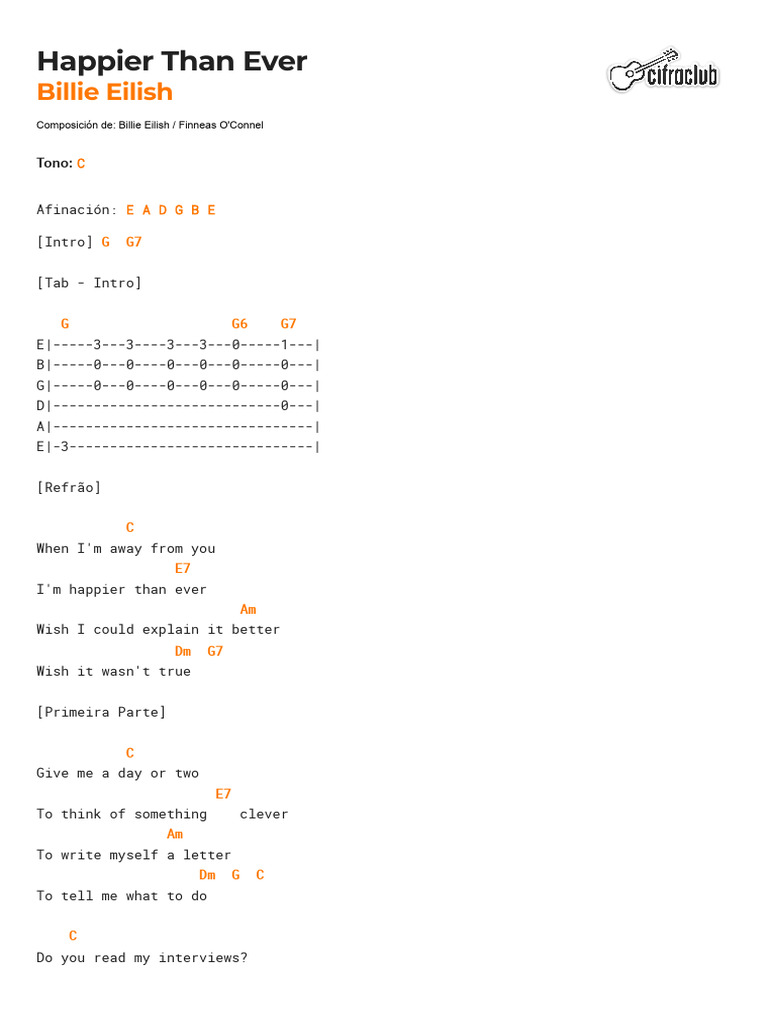 Cifra Club Billie Eilish Happier Than Ever PDF