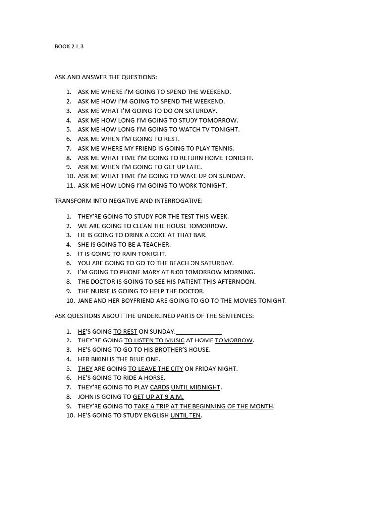 Weekend Plans and Question Practice | PDF