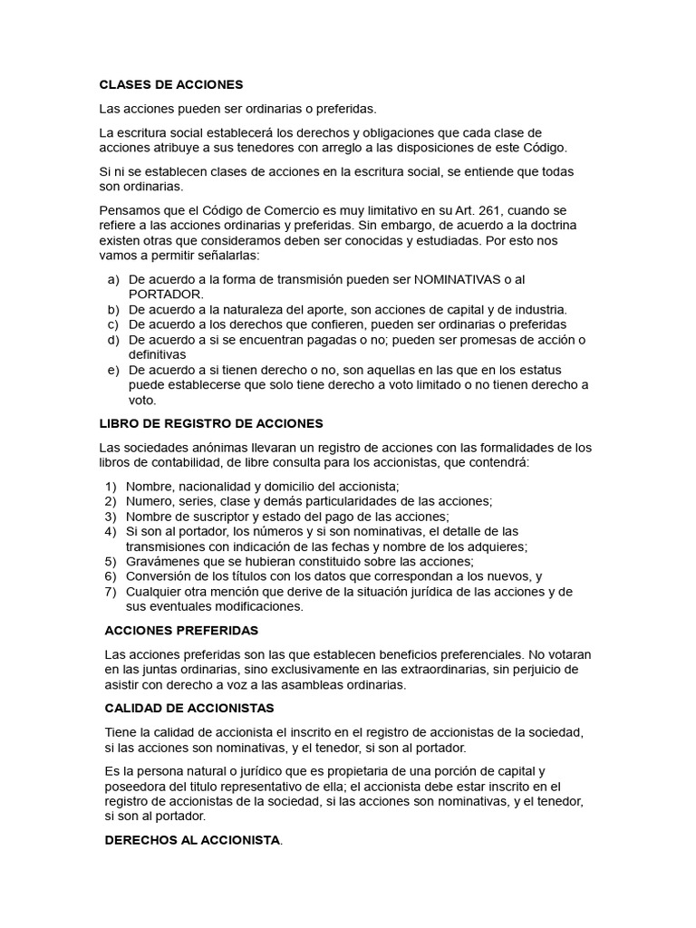 Clases De Acciones Descargar Gratis Pdf Compartir Finanzas Justicia