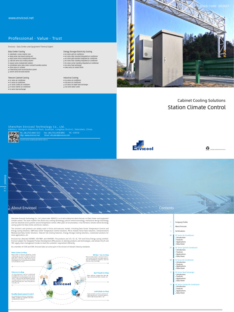 Envicool DC Series Air Conditioners | PDF | Air Conditioning | Data Center