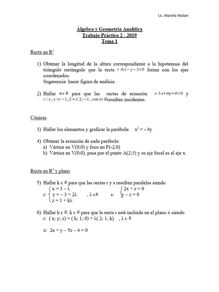Ejercicios para el tp2 2019 pdf l nea geometr a geometr a