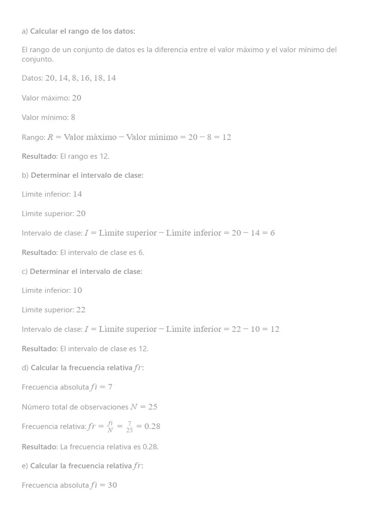Cálculo de Rango e Intervalos de Clase | PDF | Frecuencia | Matemáticas ...