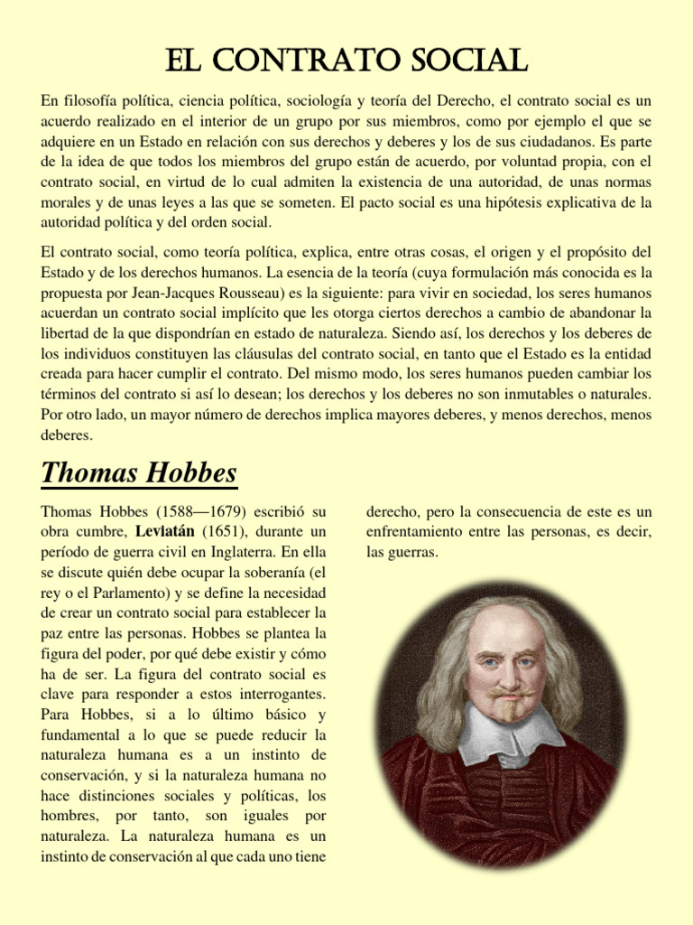 Teoría del Contrato Social en Filosofía | PDF | Contrato social ...