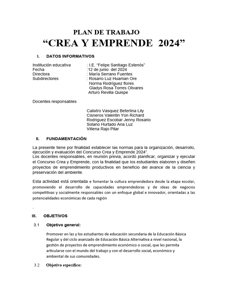 Plan Crea y Emprende | PDF | Iniciativa empresarial | Educación Secundaria