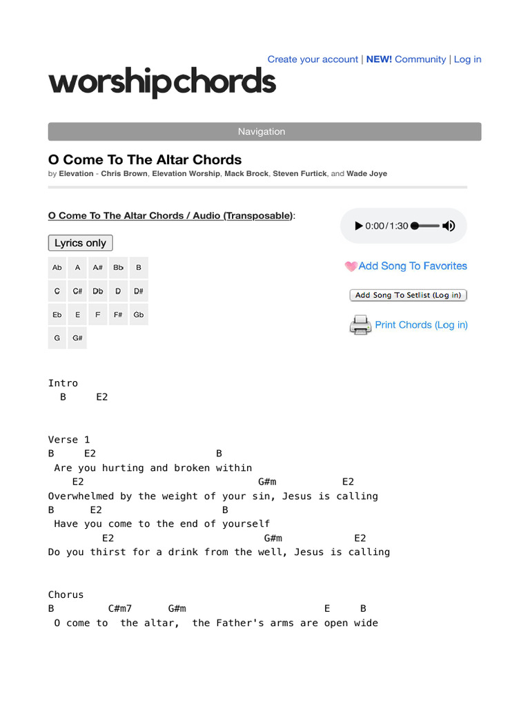 O Come To The Altar Chords - Elevation Worship Chords | PDF ...