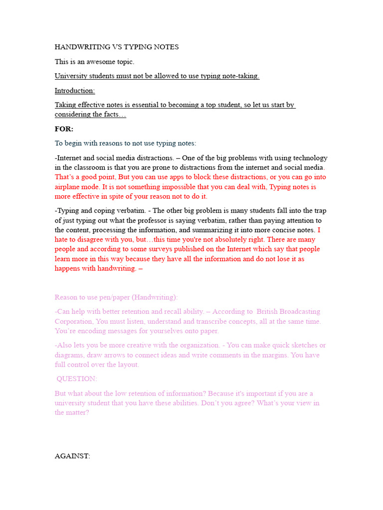 Notes of handwriting vs typing notes download free pdf human