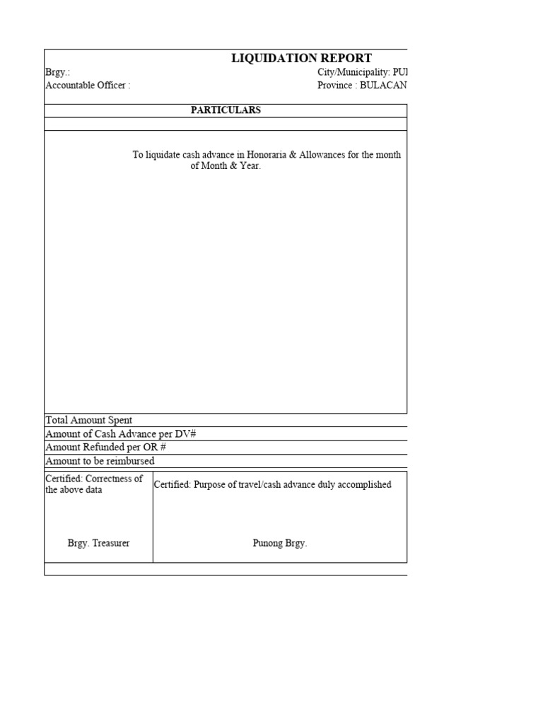 Bulacan Liquidation Report for Honoraria | PDF