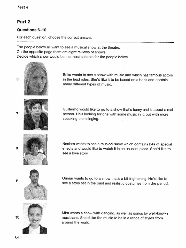 b1 Reading Part 2 Test 4 | PDF