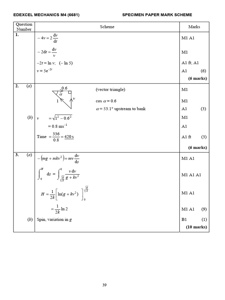 Esquema de Marcação: EDEXCEL M4 Mechanics | PDF