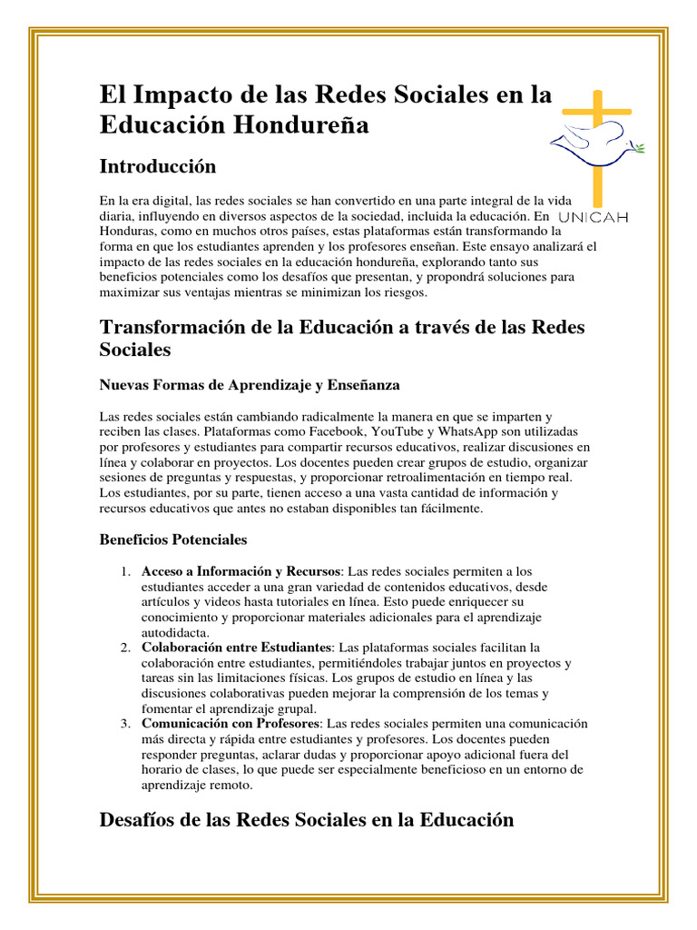 El Impacto de Las Redes Sociales en La Educación Hondureña | PDF ...