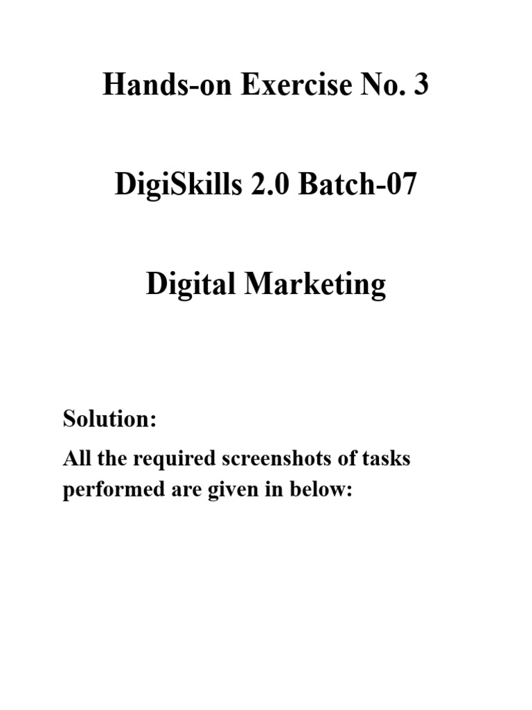 Digital Marketing Exercise 3 Solutions | PDF | Finance & Money Management