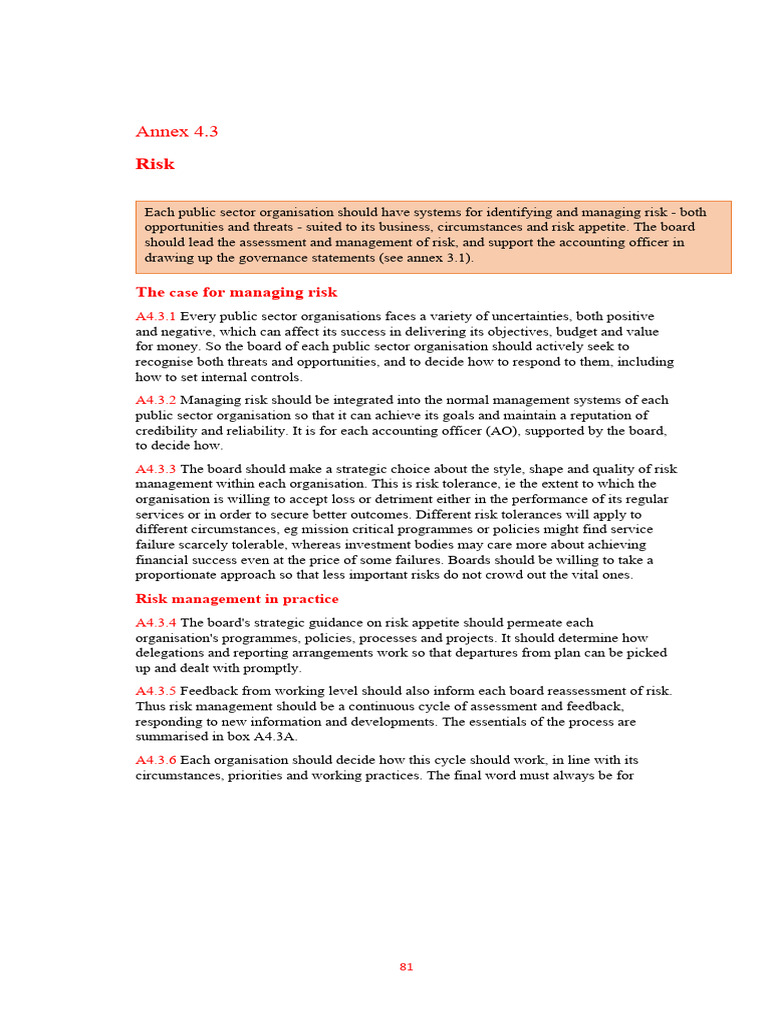 Annex 4.3 | PDF | Risk | Risk Management
