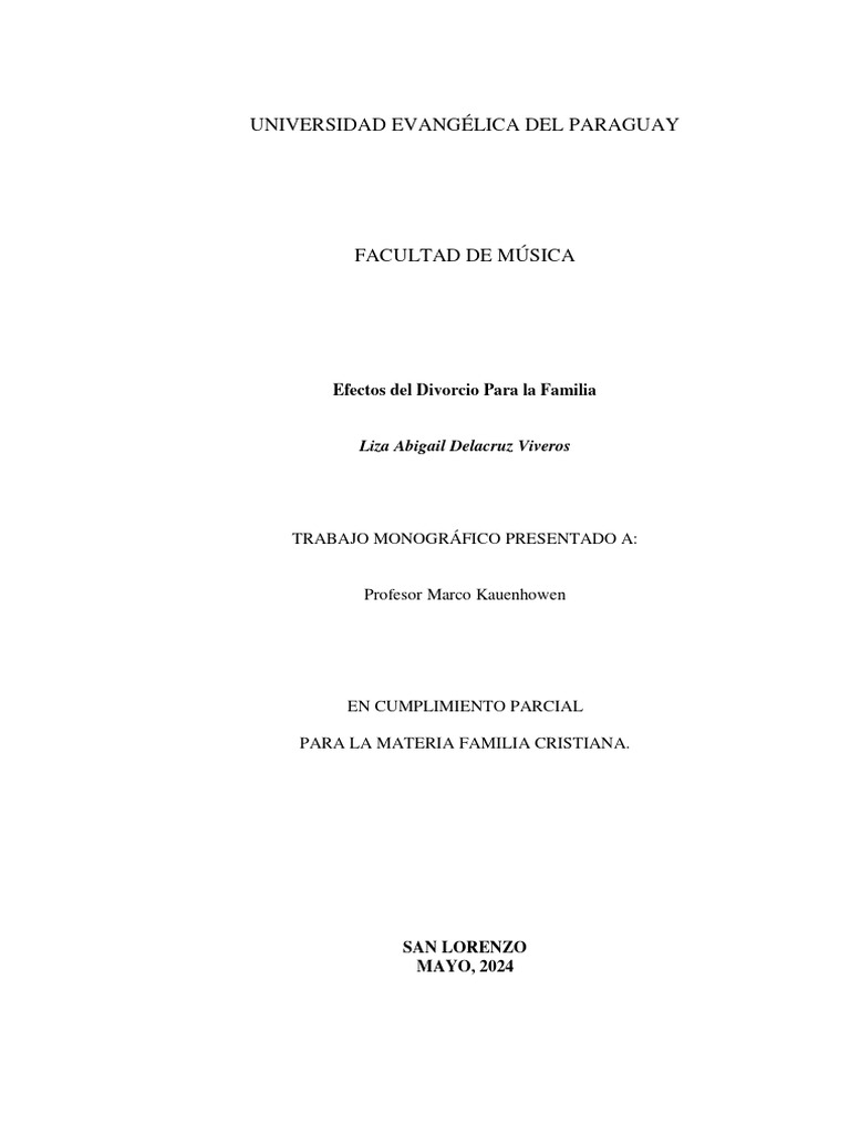 Efectos del Divorcio en la Familia | PDF | Divorcio | Depresión (estado ...