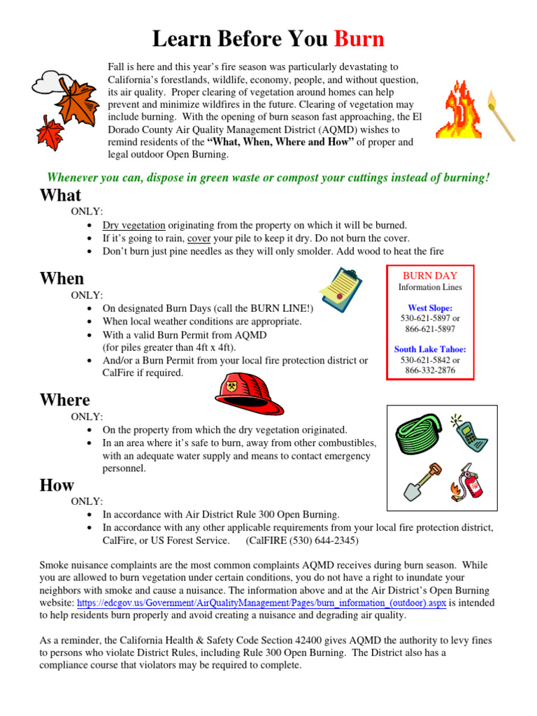 AQMD Guidelines for Safe Open Burning | PDF | Fires | Wildfire