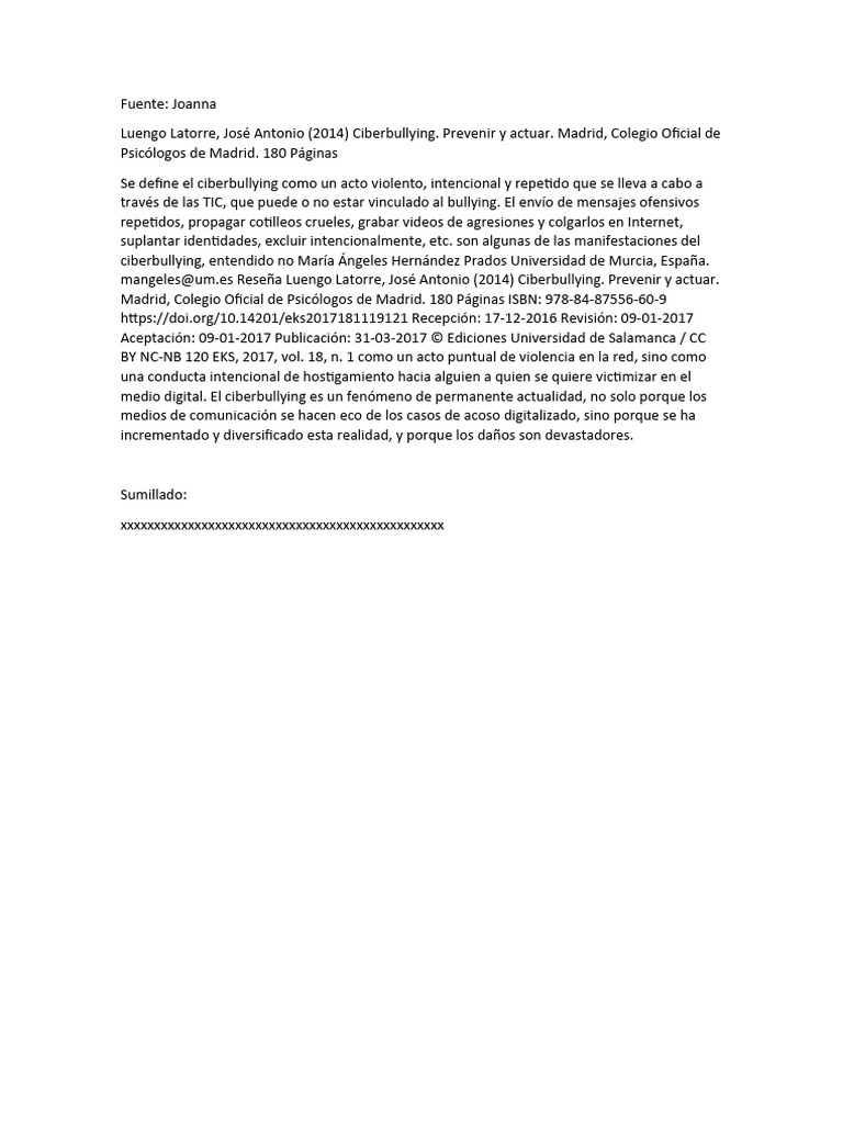 Fuentes Joanna | PDF | Acoso cibernético | Violencia
