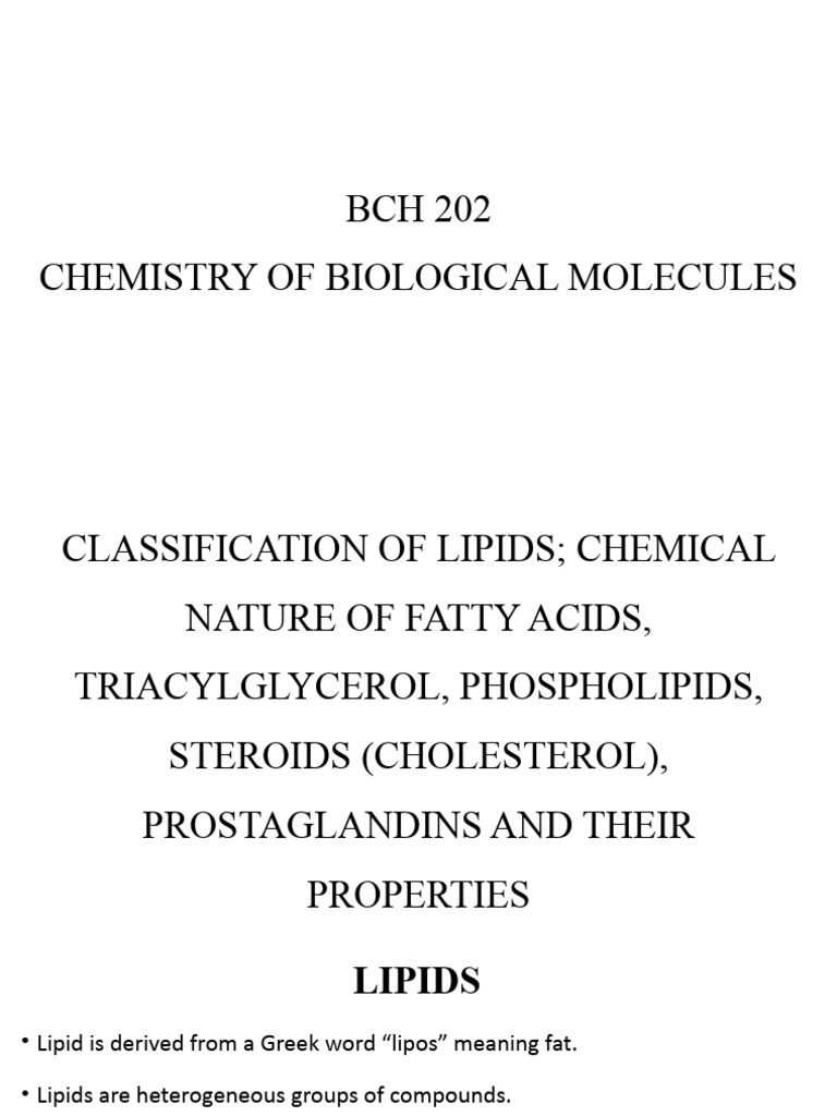 Chemistry of Biological Lipids | PDF | Lipid | Fatty Acid