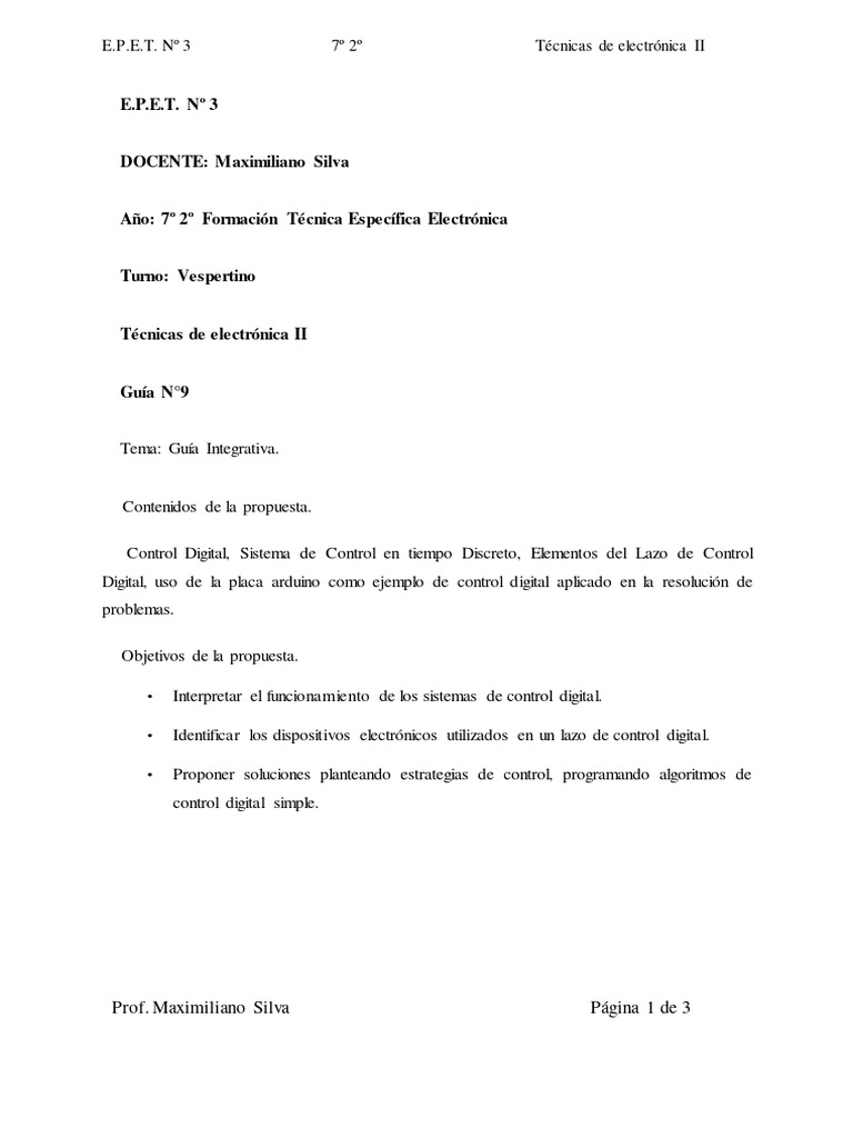 EPET3 - Séptimo Año 2° - Técnicas de Electrónica 2 - Tec - Guian°9 ...