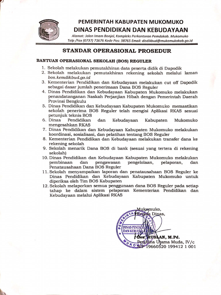 Sop Bantuan Operasional Sekolah Bos Reguler Pdf