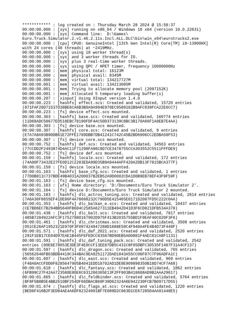 Euro Truck Simulator 2 Log Details | PDF | Graphics Processing Unit ...
