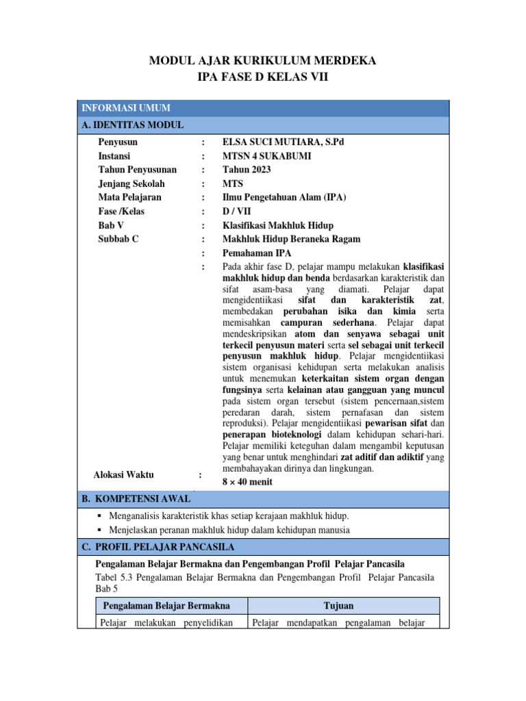Modul Ajar Kurikulum Merdeka | PDF | Sains & Matematika