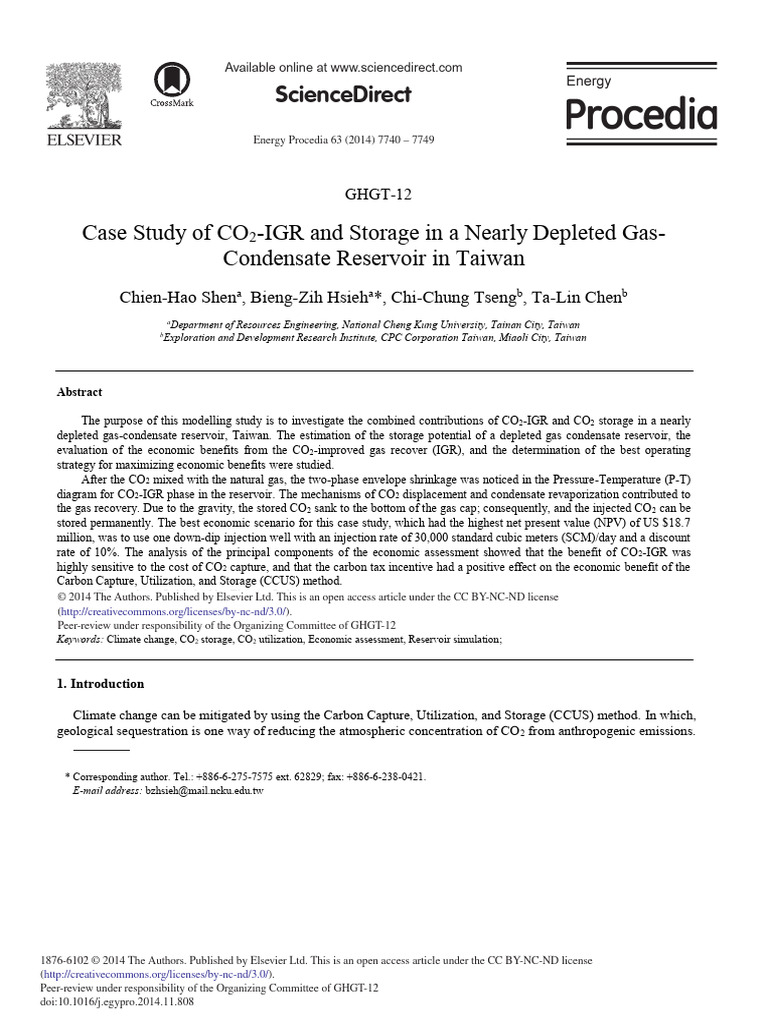 CO2 Capture and Storage in Taiwan Reservoir | PDF | Carbon Capture And ...