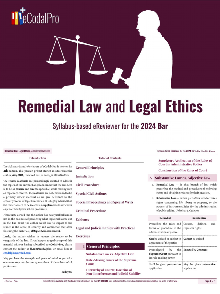  batch 1 remedial law and ethics syllabus based ereviewer 2024 pdf
