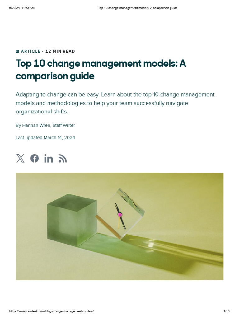 Top 10 Change Management Models - A Comparison Guide | PDF | Change ...