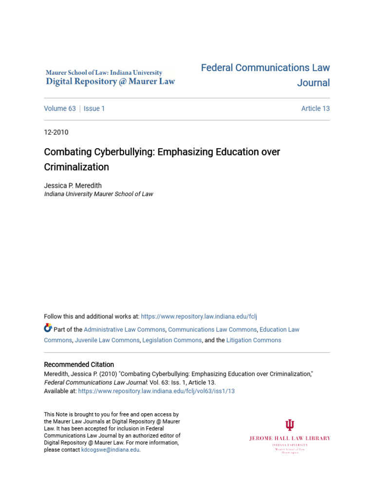 Combating Cyberbullying Emphasizing Education Over Criminalizati