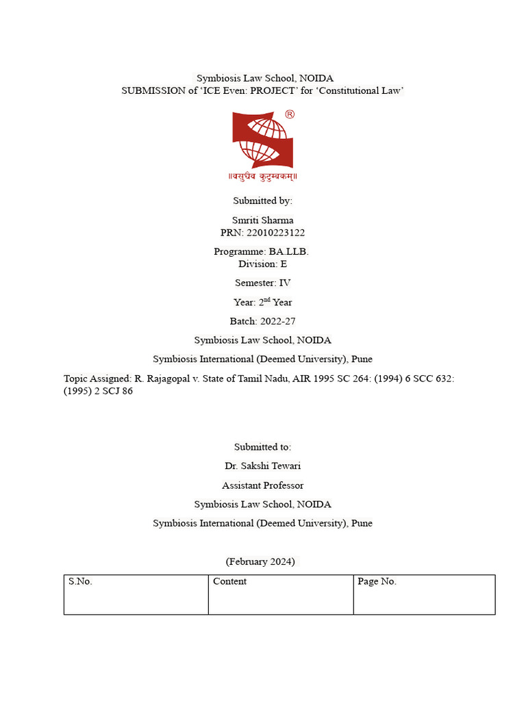 Constitutional Law Sem 4 Notes | PDF | Privacy | Defamation