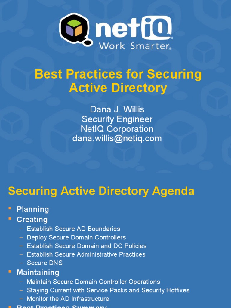 Securing Active Directory Best Practices | PDF | Active Directory ...