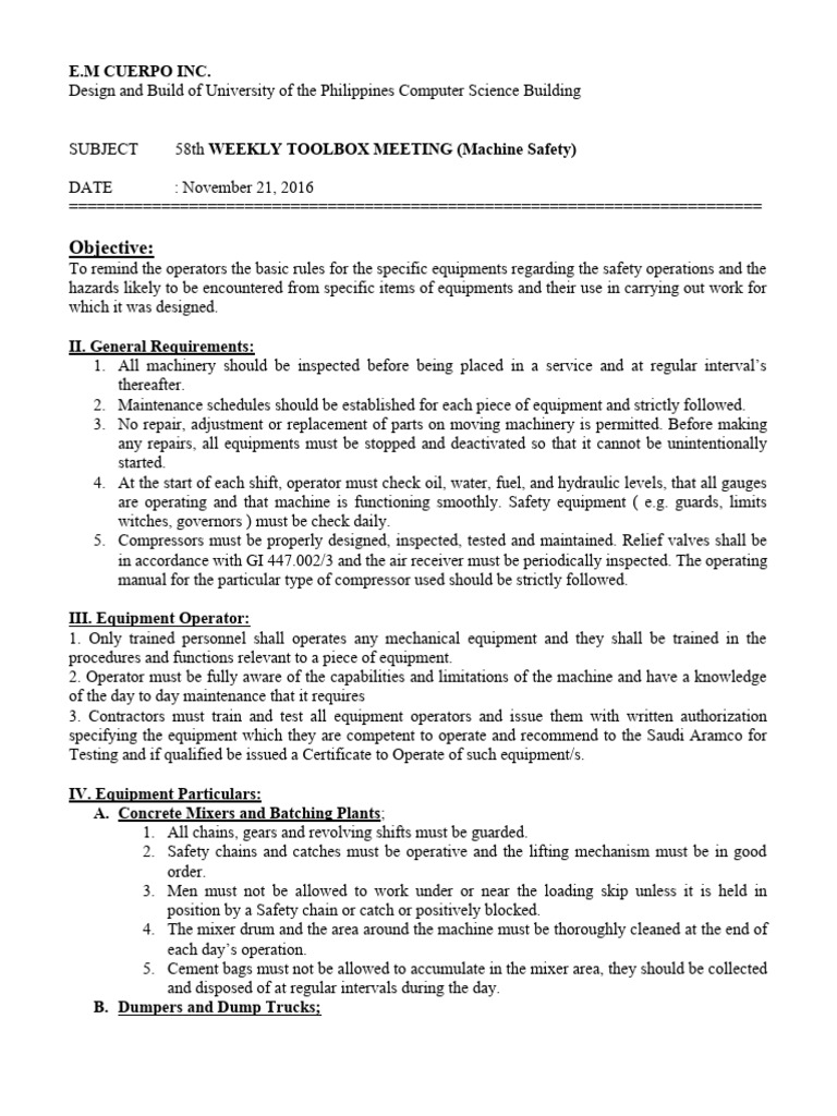 Machine Safety Guidelines for Operators | PDF | Loader (Equipment ...