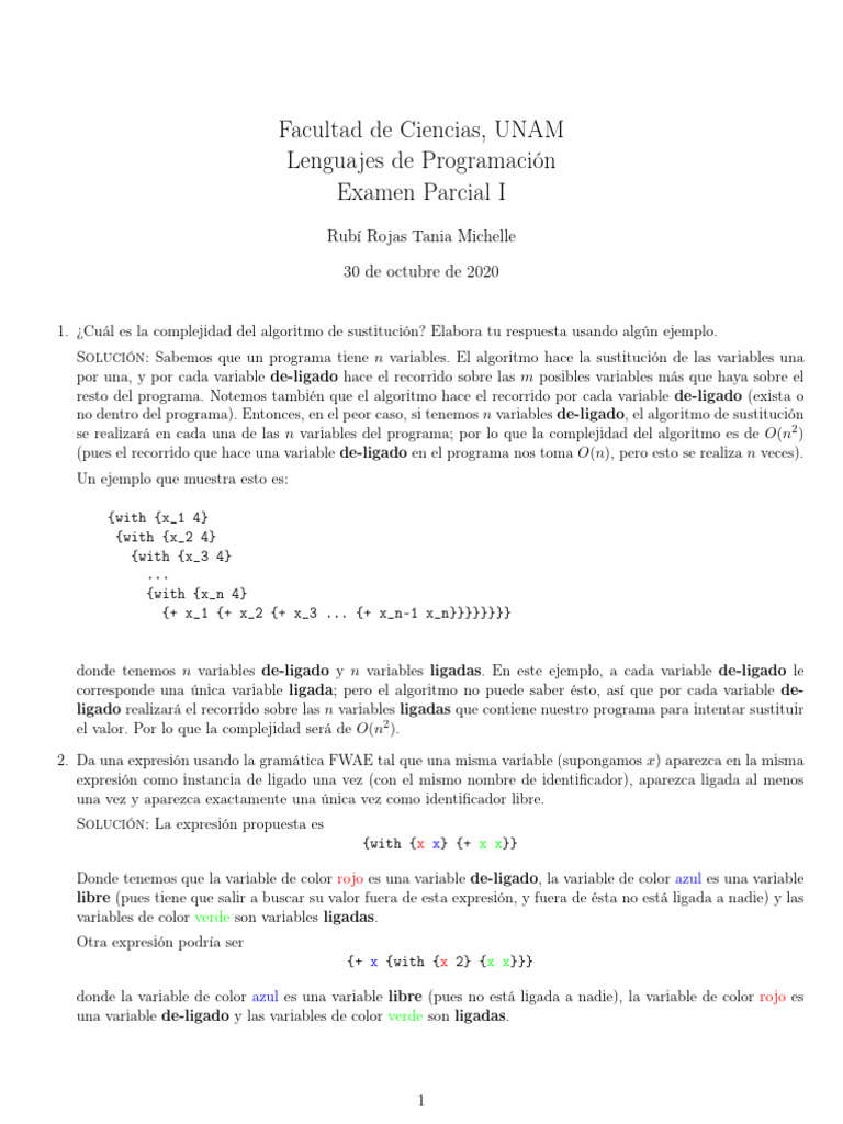 Examen 1 | PDF | Lenguaje de programación | Algoritmos