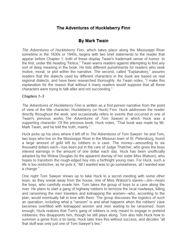The Adventures Of Huckleberry Finn Pdf Huckleberry Finn