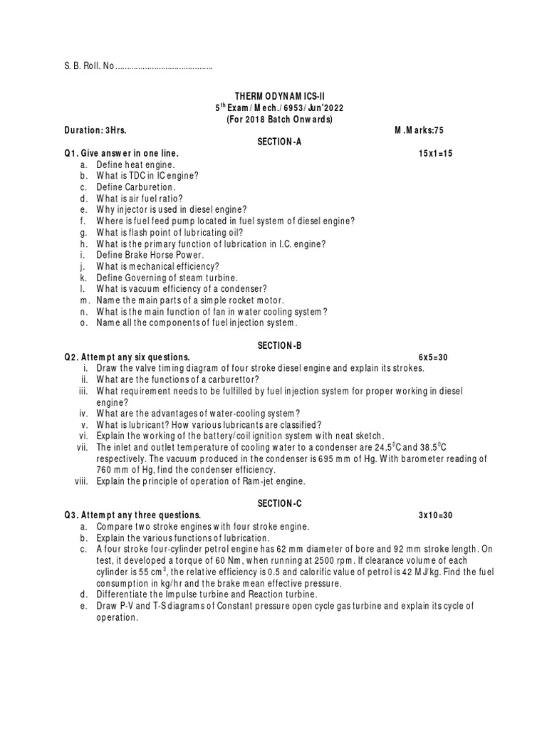 Thermodynamics Ii Pdf Diesel Engine Engines
