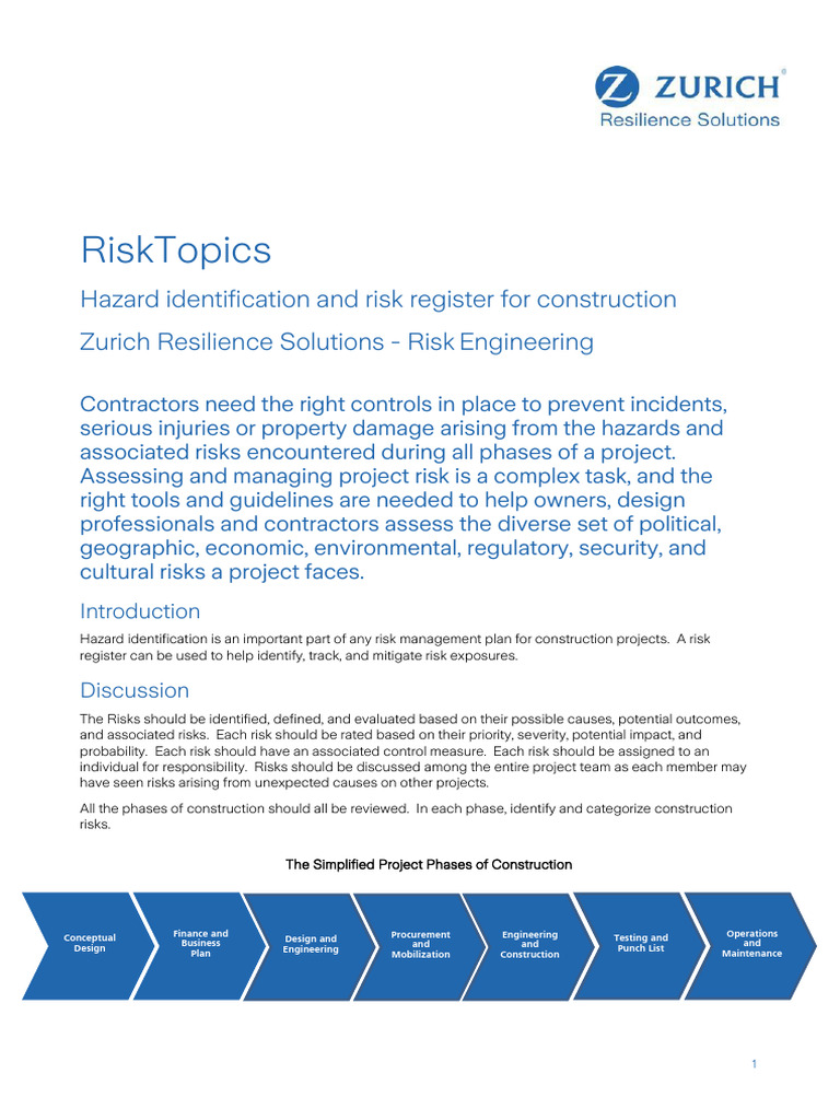 Hazard Identification in Construction Risk | PDF | Risk | Risk Management