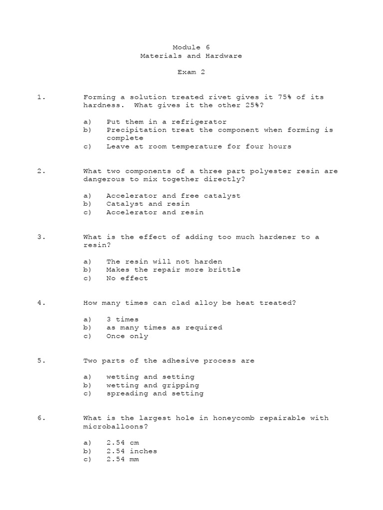 Exam 2: Materials & Hardware Quiz | PDF | Technology & Engineering
