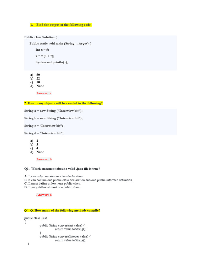 Java ques pdf inheritance object oriented programming method